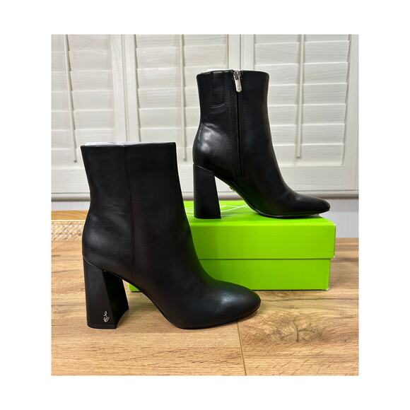 Sam Edelman Daria Dress Booties Black Leather Size 5.5 NIB Dressy Versatile - Picture 2 of 14